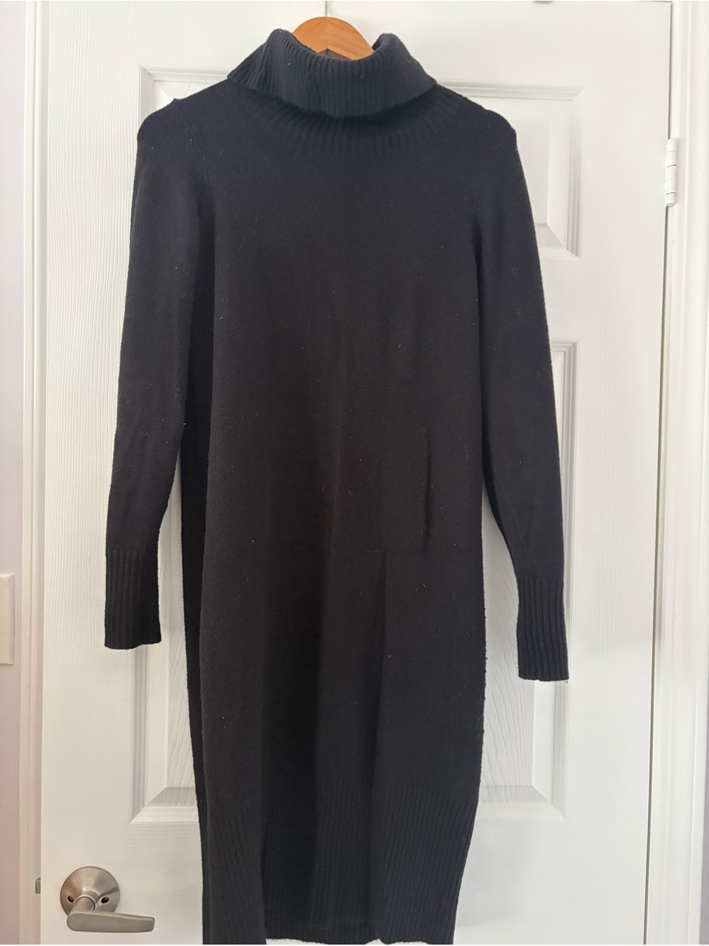 Classic Black Turtleneck Sweater Dress - Women's